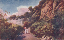 Load image into Gallery viewer, Painting of a garden scene with a house and people walking, featuring natural elements and architecture.