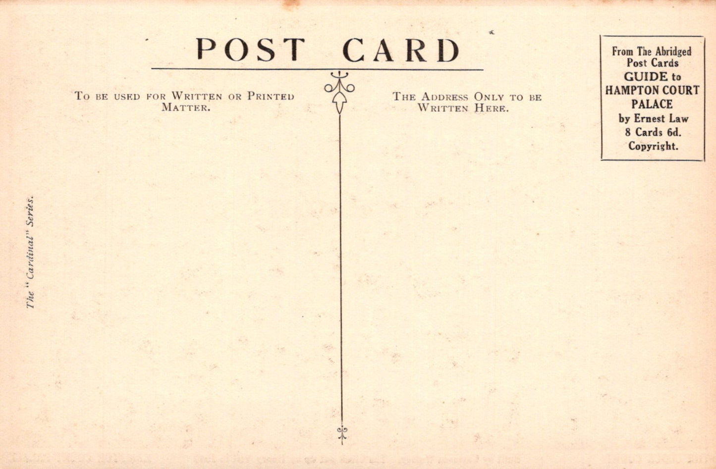 Vintage postcard with text and decorative elements on a beige background
