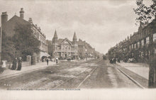 Load image into Gallery viewer, Vintage black and white photograph of a street scene with buildings and tram tracks in Birmingham.