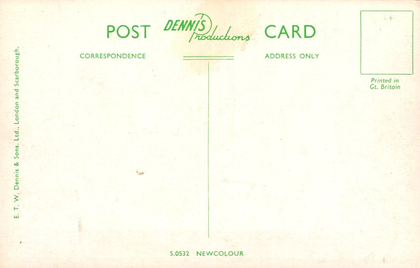 Vintage postcard with green text on a beige background
