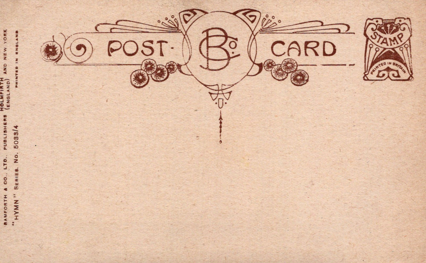 Vintage-style postcard with decorative border and text on a beige background