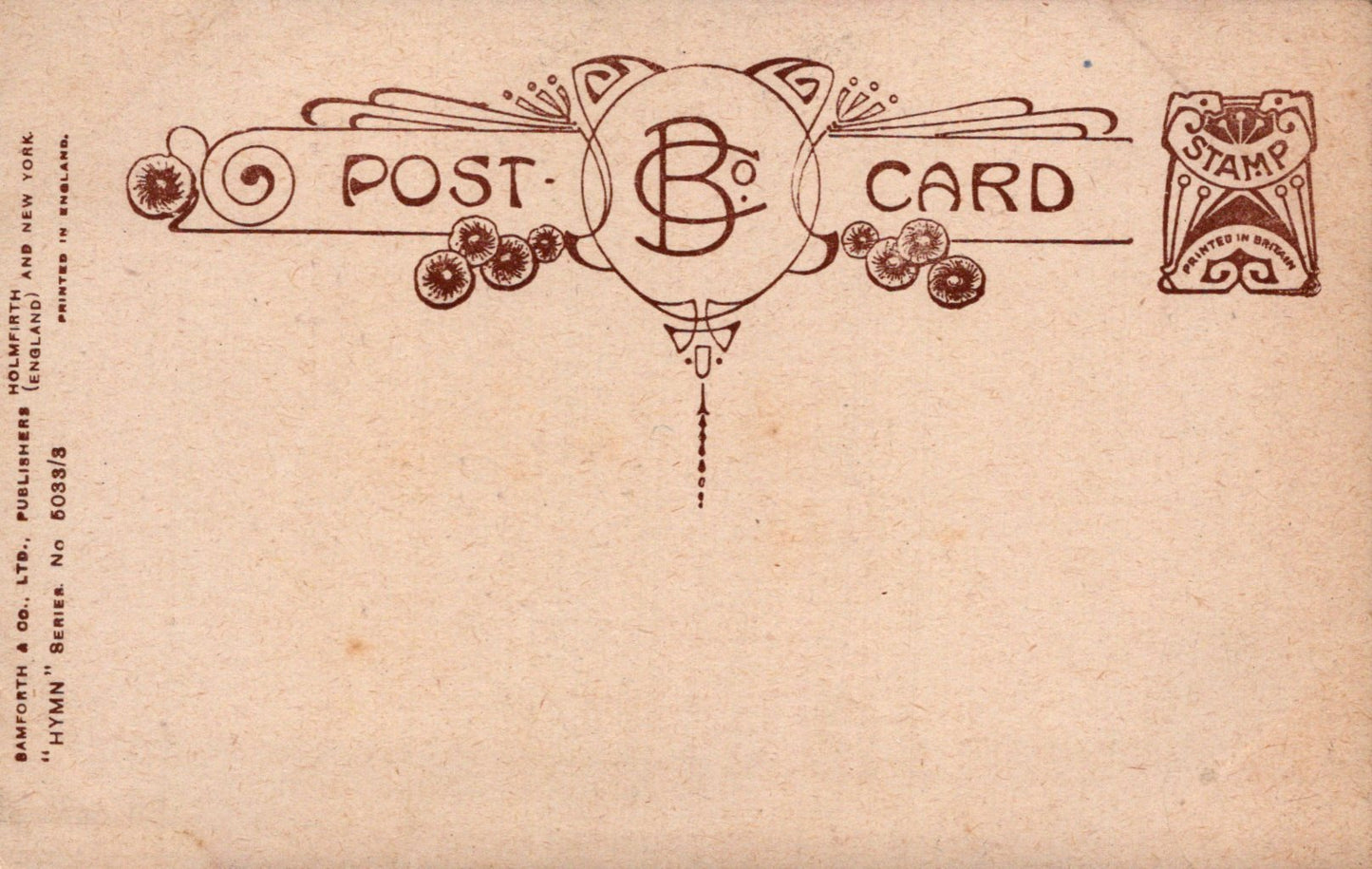Vintage-style postcard with decorative border and text on a beige background