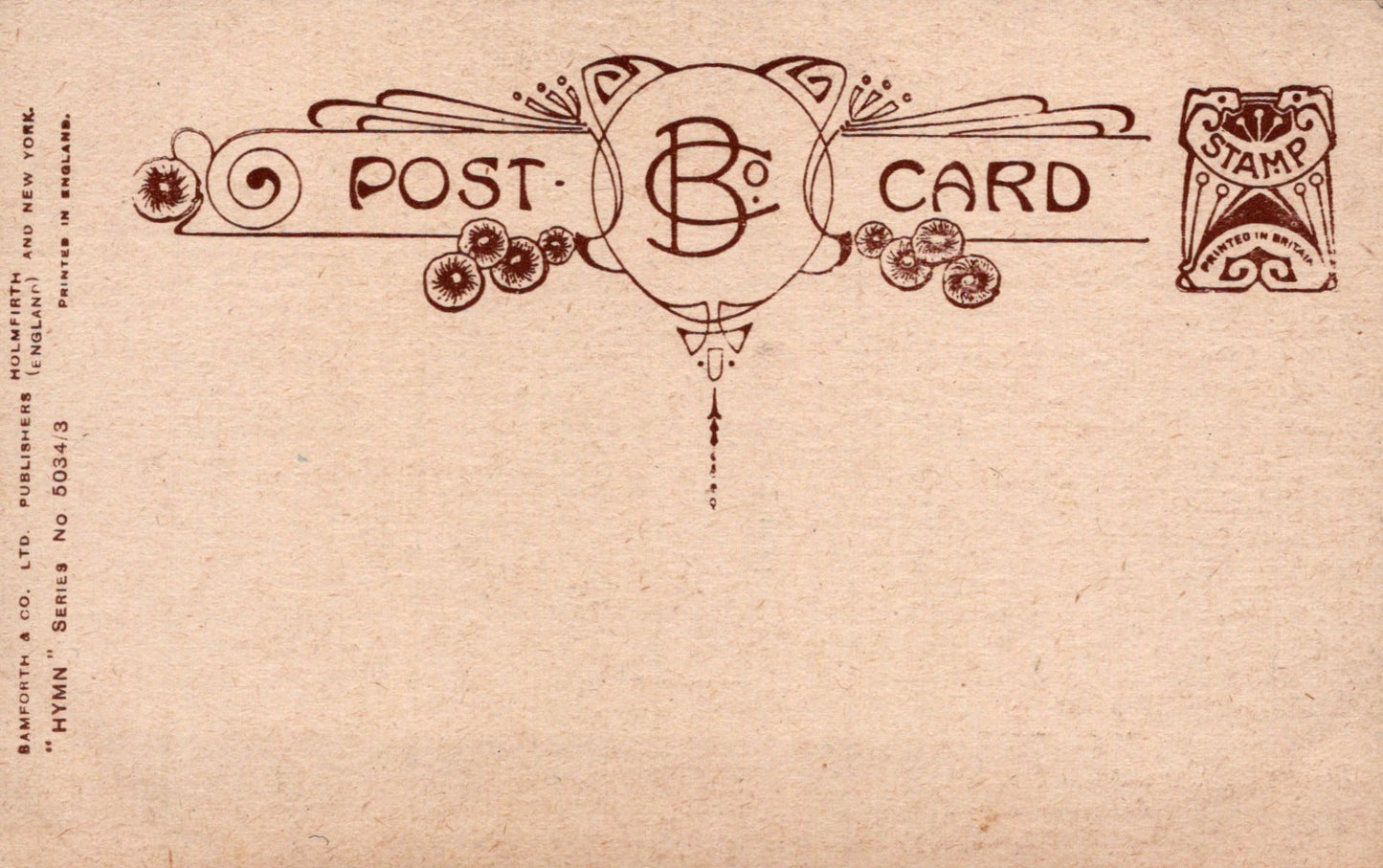 Vintage-style postcard with decorative border and text on a beige background