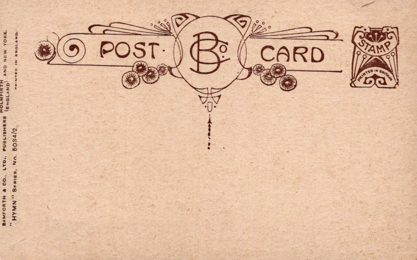 Vintage-style postcard with decorative border and 'Post Card' text on a textured beige background.