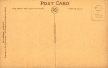 Load image into Gallery viewer, Vintage postcard with airmail stamp and text on a brown background