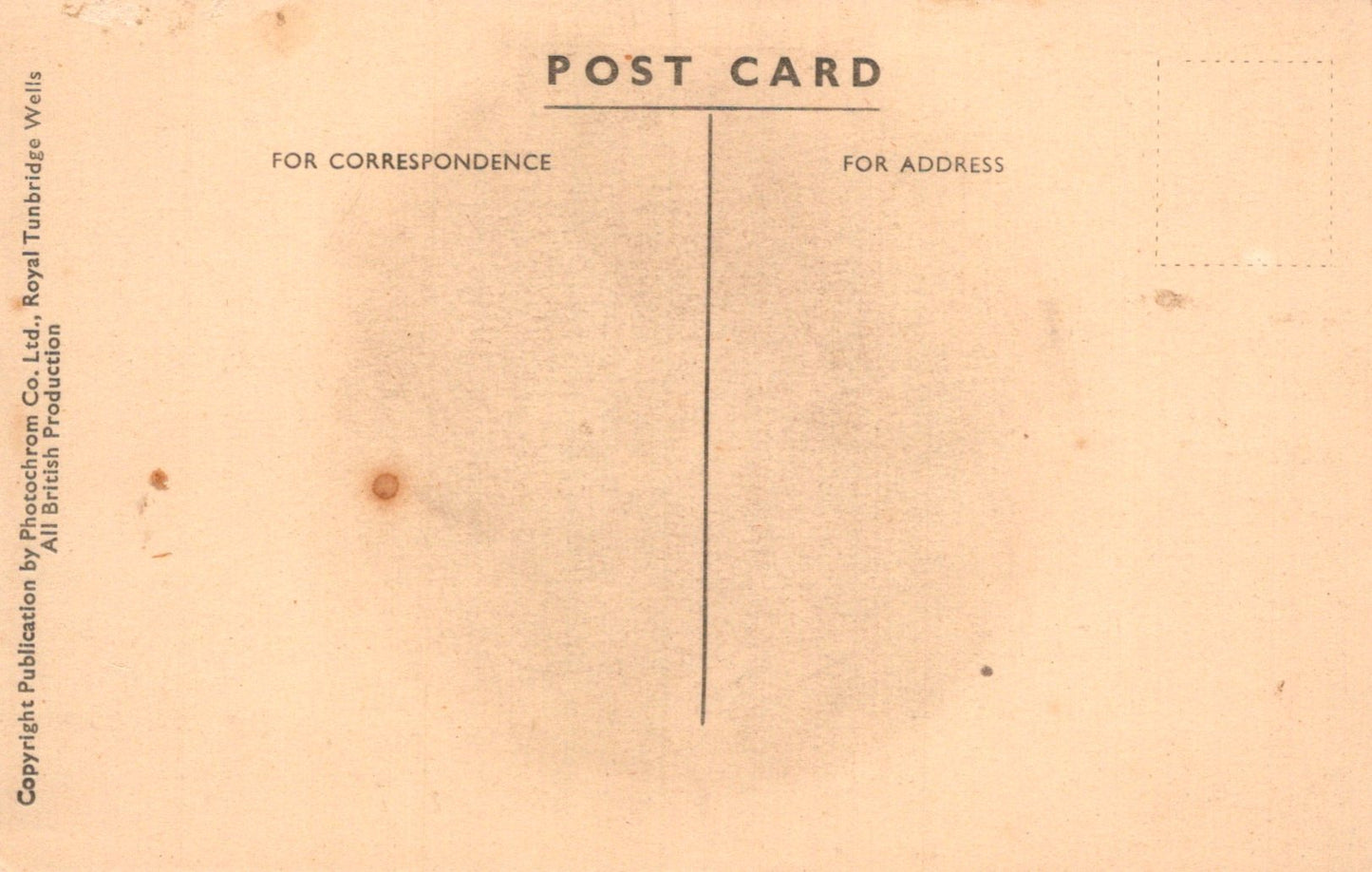 Vintage postcard with text and a line for correspondence on a beige background