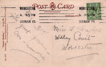 Load image into Gallery viewer, Vintage postcard with handwritten text and a stamp, featuring the word 'Worcester'.