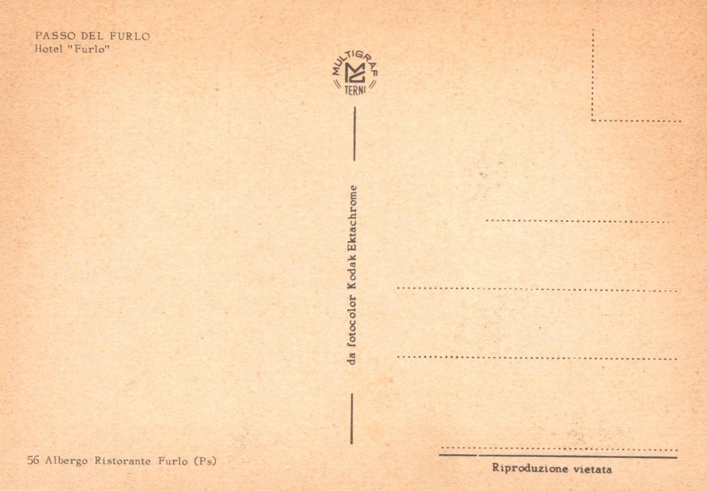Italy Postcard - Passo Del Furlo, Hotel "Furlo" SW18951