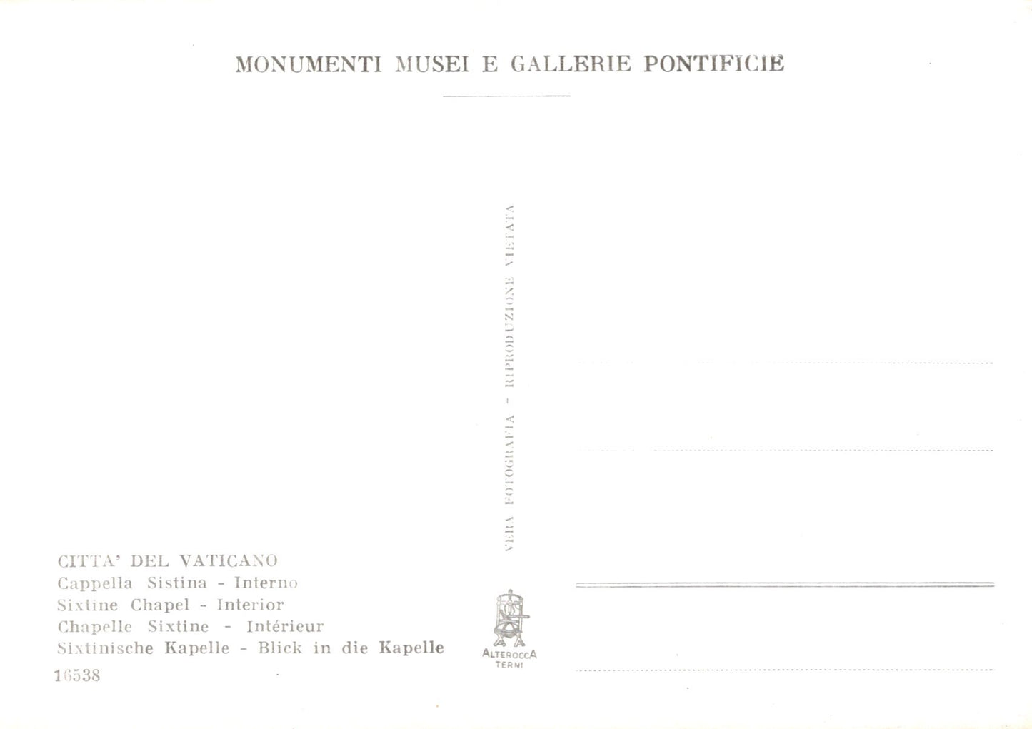 Vatican City Postcard - Sixtine Chapel Interior SW19022