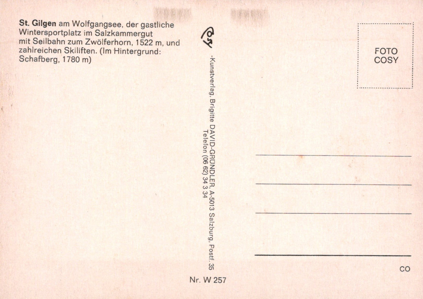Austria Postcard - St Gilgen Am Wolfgangsee SW19043