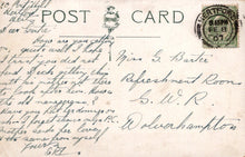 Load image into Gallery viewer, Vintage postcard with handwritten text and a stamp, featuring the word 'POSTCARD' at the top.