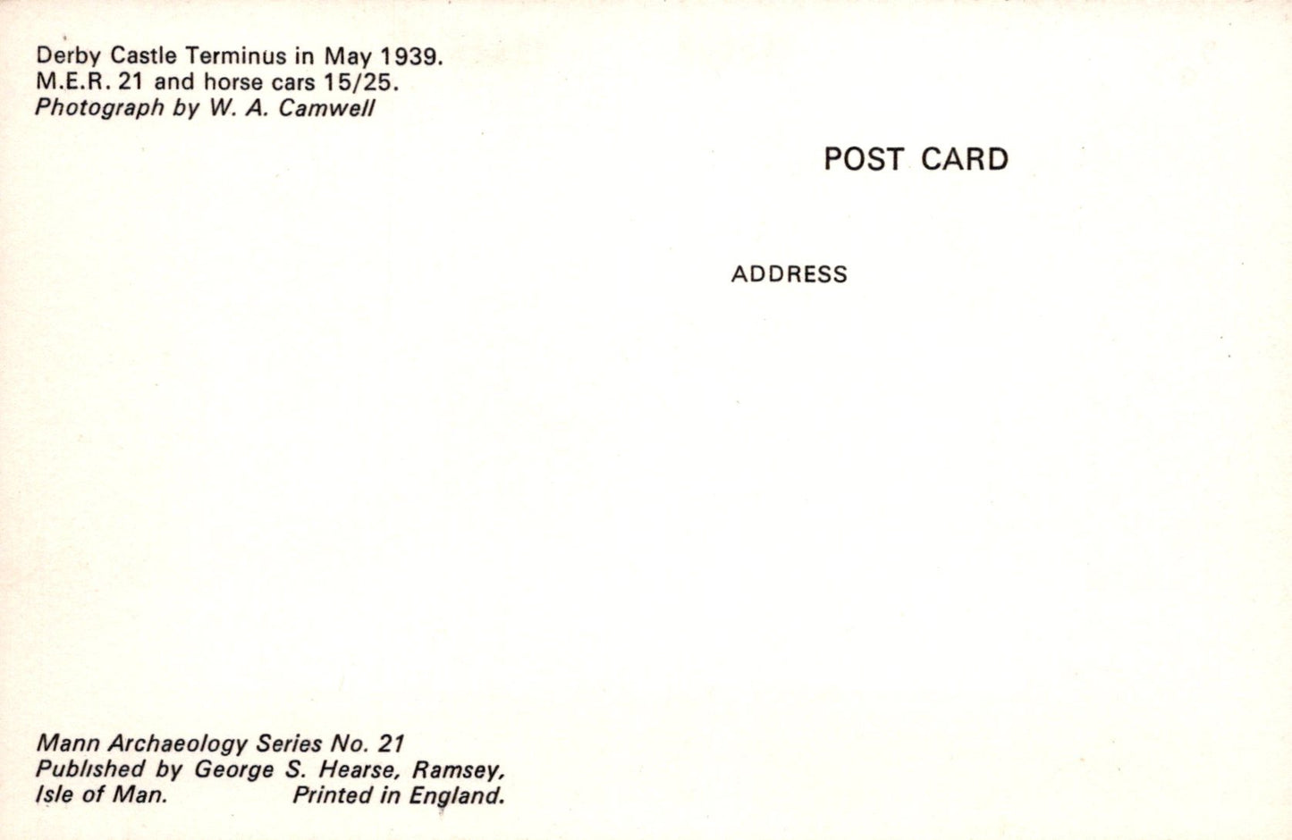 Isle of Man Postcard - Derby Castle Terminus, May 1939 - SW18143