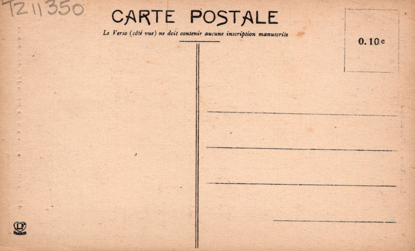 Vintage postcard with text and a line for writing on the back