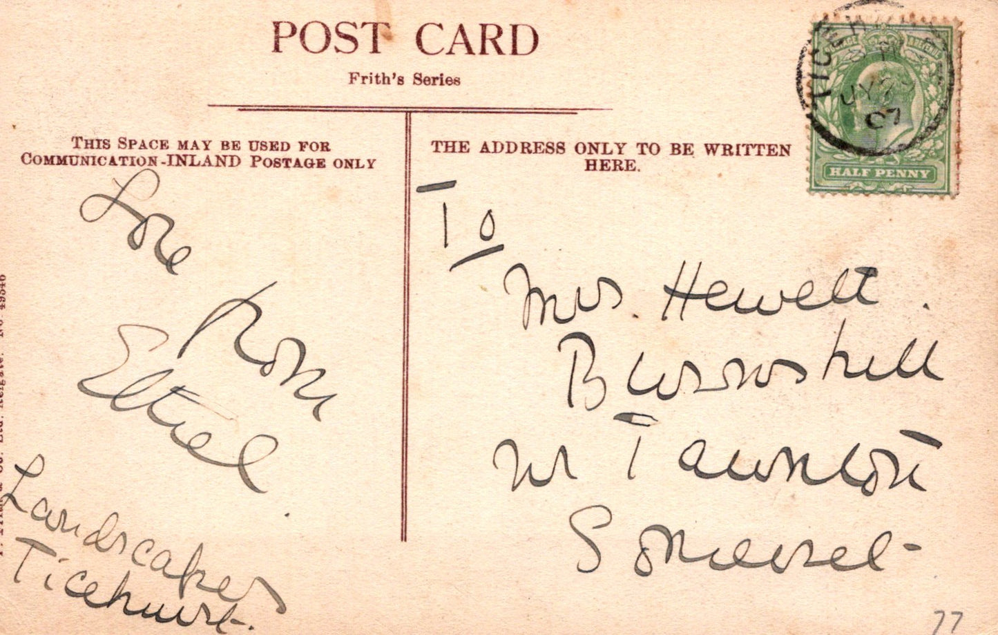 Sussex Postcard - Ticehurst From Landscapes SW19292
