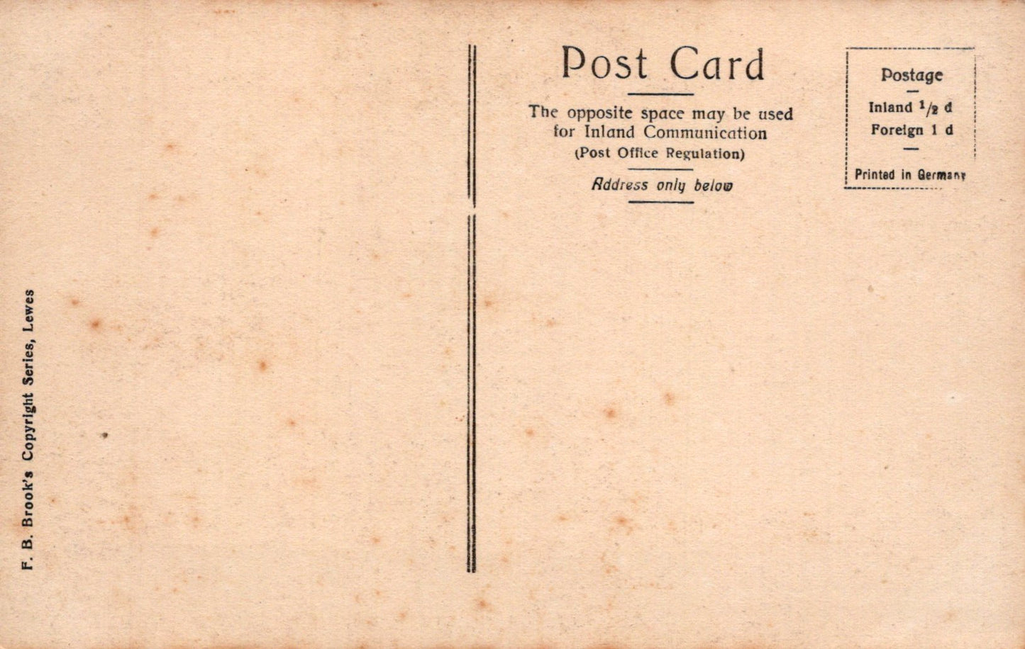 Vintage postcard with text and design elements on a beige background