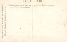 Load image into Gallery viewer, Vintage postcard with text and a vertical line on a light pink background