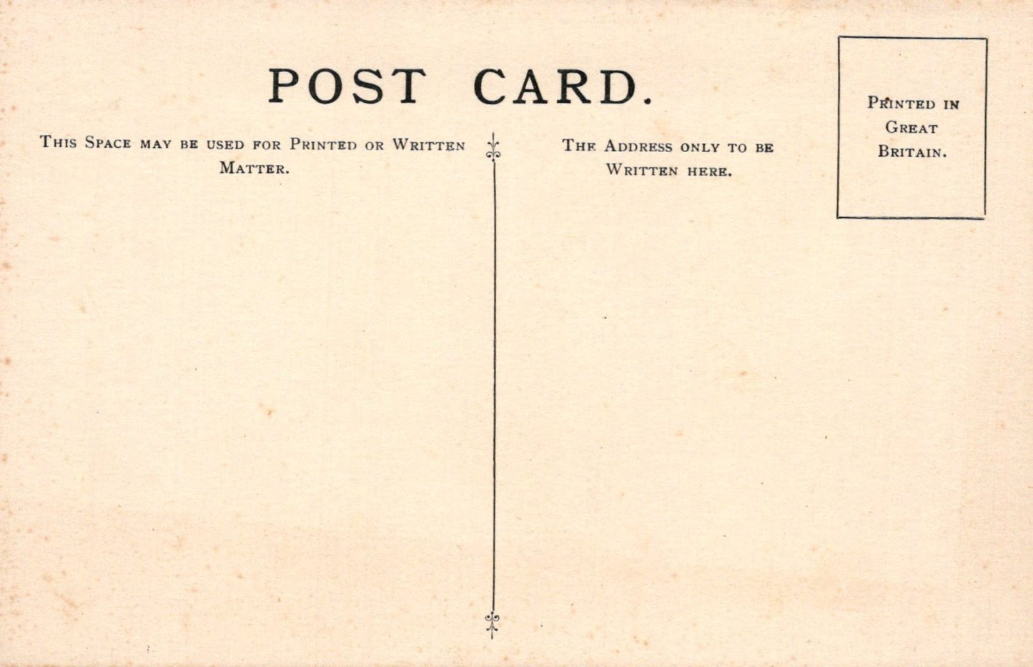 Vintage postcard with printed text and a line for writing on it.