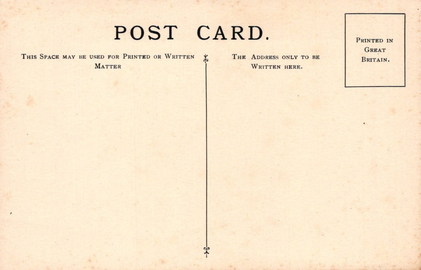 Vintage postcard with printed text and a line for writing on it.