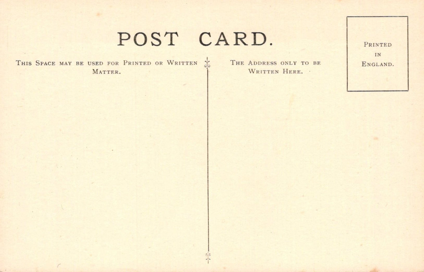 Vintage postcard with printed text and a stamp on a beige background