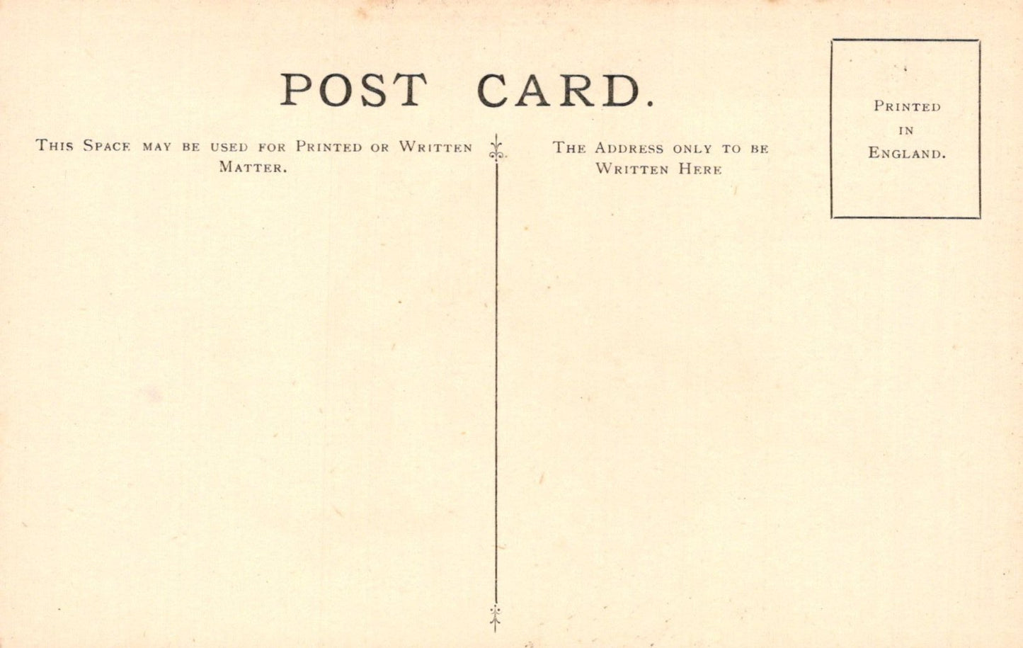 Vintage postcard with printed text and a stamp on a beige background