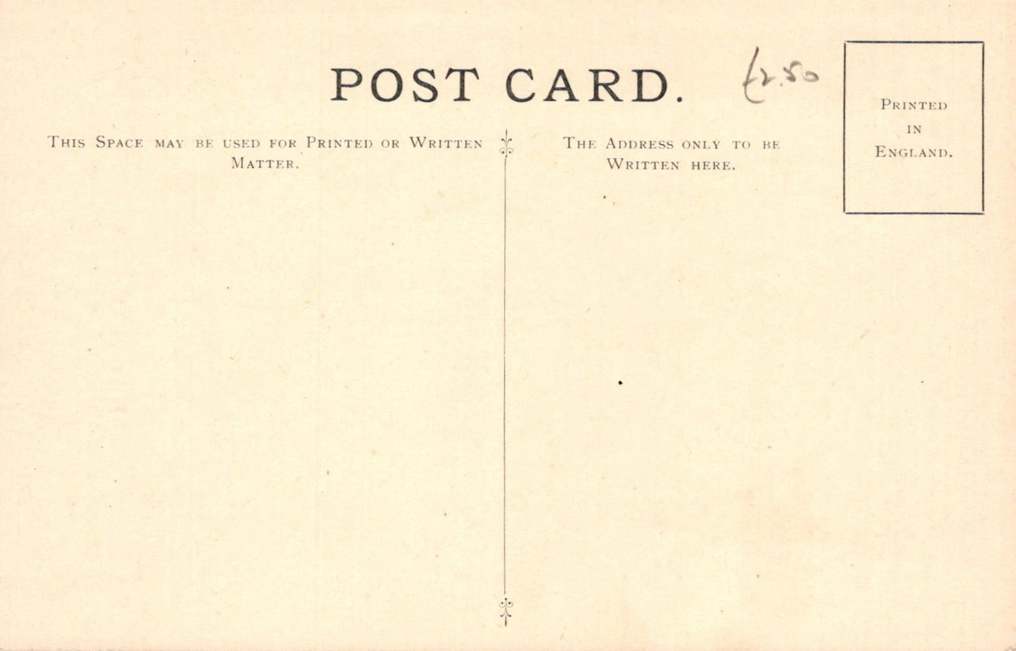 Vintage postcard with printed text and a stamp on a beige background