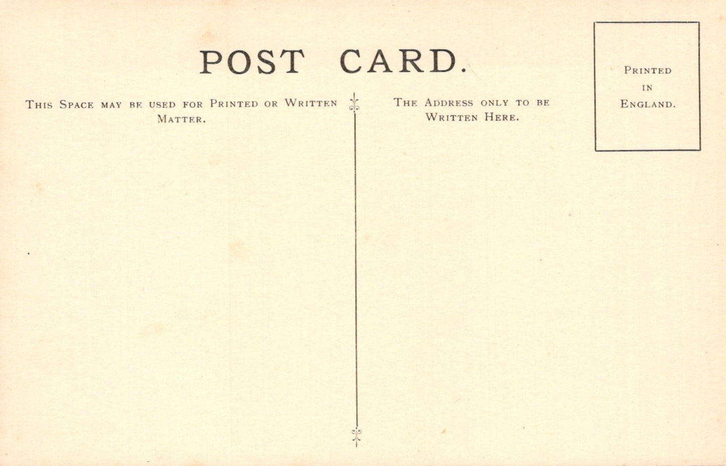 Vintage postcard with printed text and a vertical line on a beige background
