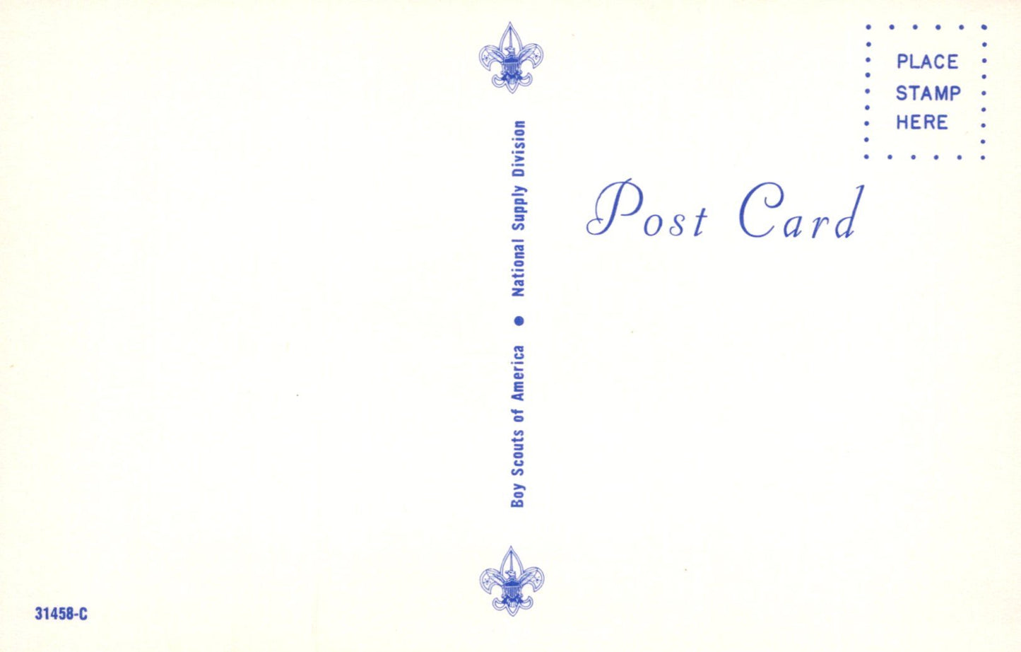 Blank postcard with Scout logo and text on a light background