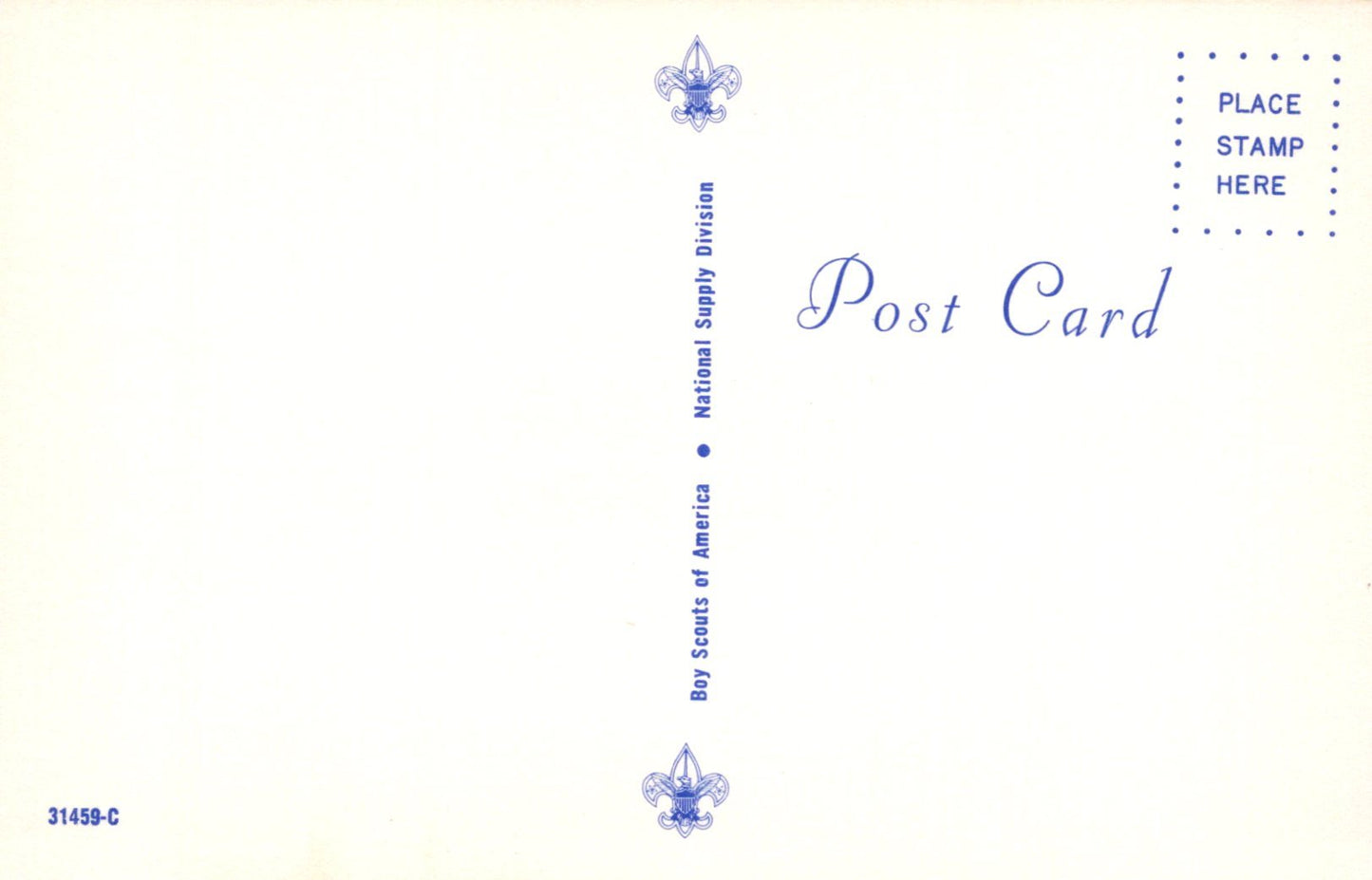 Postcard with Boy Scouts of America logo and text on a light background