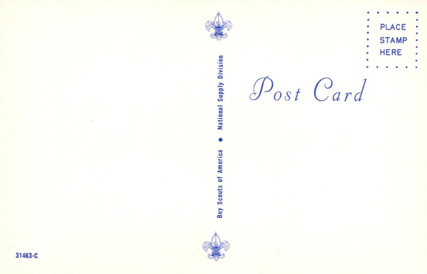 Vintage postcard with Boy Scouts of America logo and text on a light background