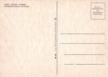 Load image into Gallery viewer, Back of a postcard from Vienna with text and design elements.