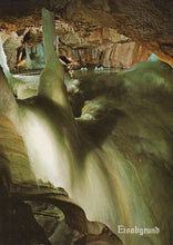 Load image into Gallery viewer, Cave with ice formations and water, labeled 'Eisabgrund'.