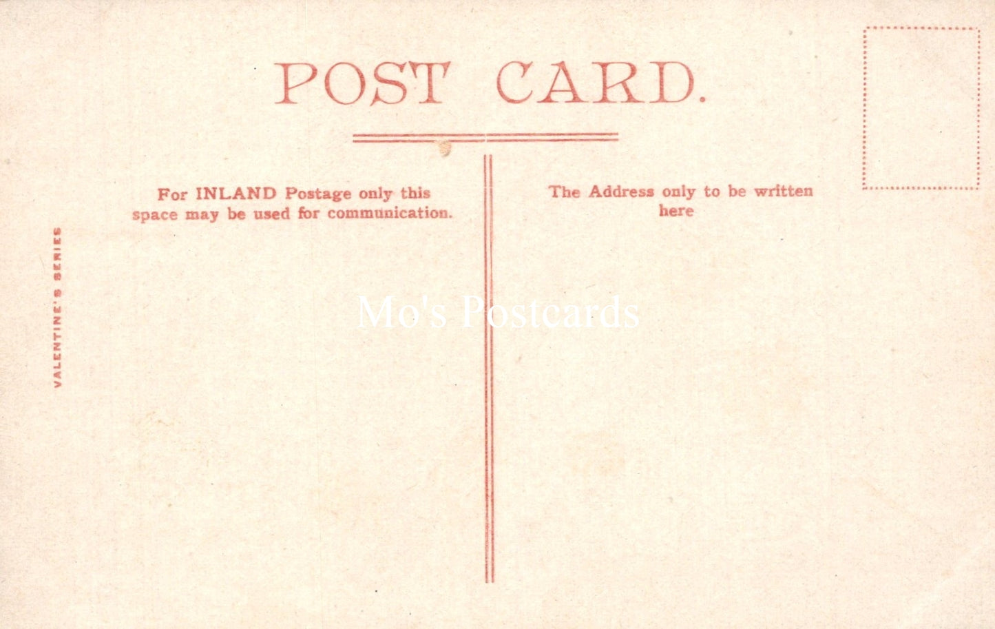 Vintage-style postcard with red text on a beige background