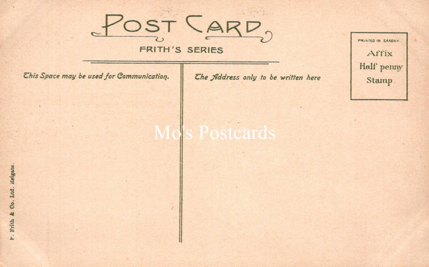 Vintage-style postcard with 'Mo's Postcards' branding on a beige background