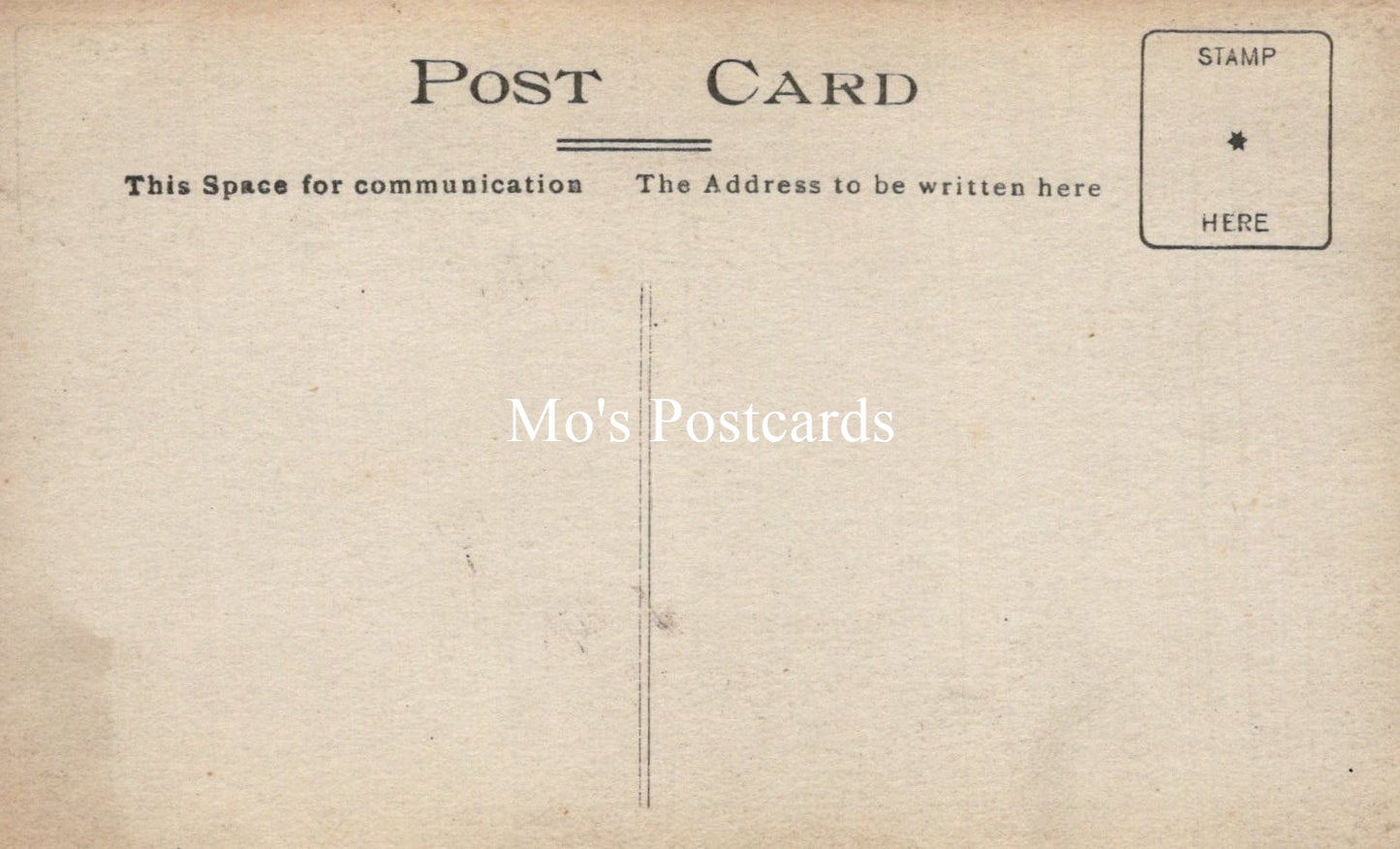 Vintage-style postcard with 'Mo's Postcards' branding