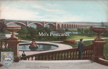 Load image into Gallery viewer, Vintage-style postcard with a scenic view of a bridge and park