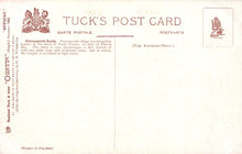 Load image into Gallery viewer, Back of a Tuck's postcard with text and logos