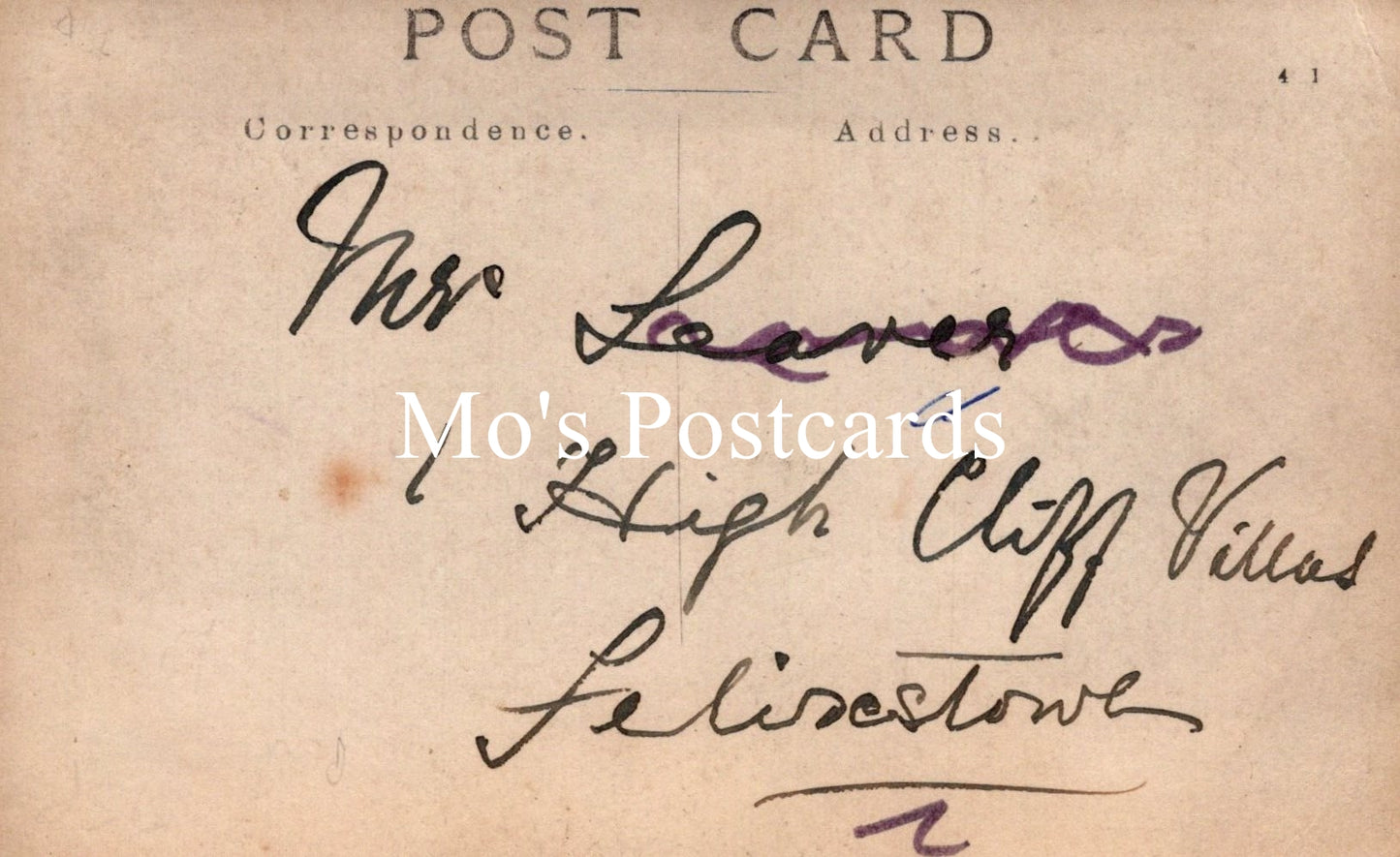 Vintage postcard with handwritten address