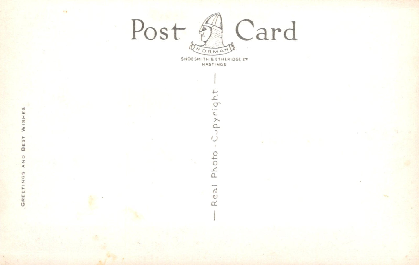 Blank postcard with 'Post Card' branding and text on a light background