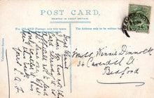 Load image into Gallery viewer, Vintage postcard with handwritten text and a stamp, printed in Great Britain.