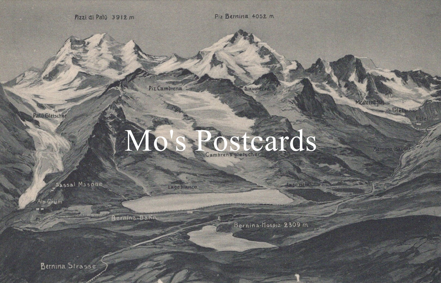 Vintage-style mountain landscape