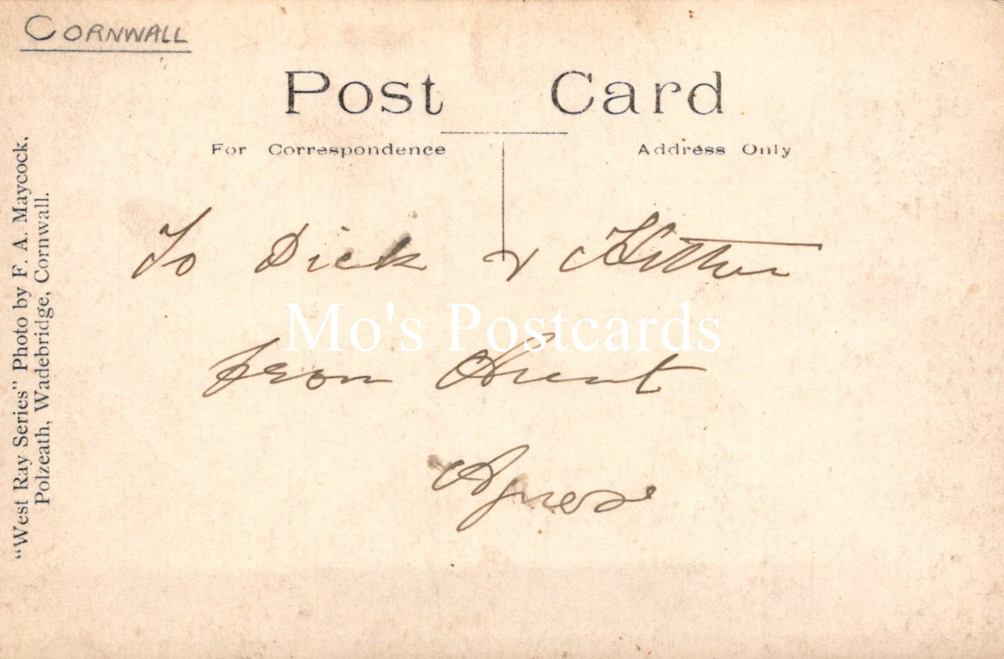 Vintage postcard with handwritten text