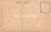 Load image into Gallery viewer, Back of a postcard with 'Mo's Postcards' branding on a brown background