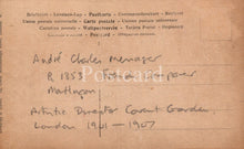 Load image into Gallery viewer, Back of a vintage postcard with handwritten text on a brown background