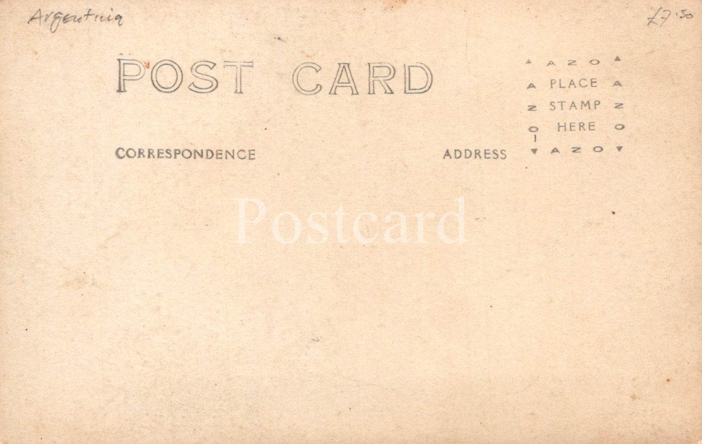 Vintage postcard with typewritten text on a beige background