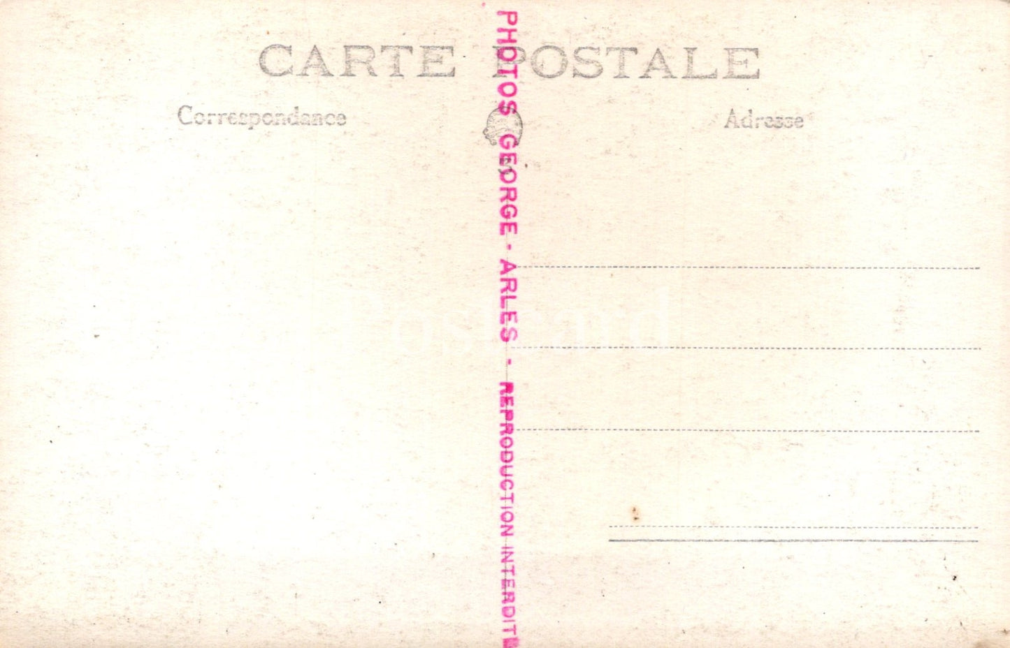 Vintage postcard with 'Carte Postale' and 'Photos George Arles' text on a light background