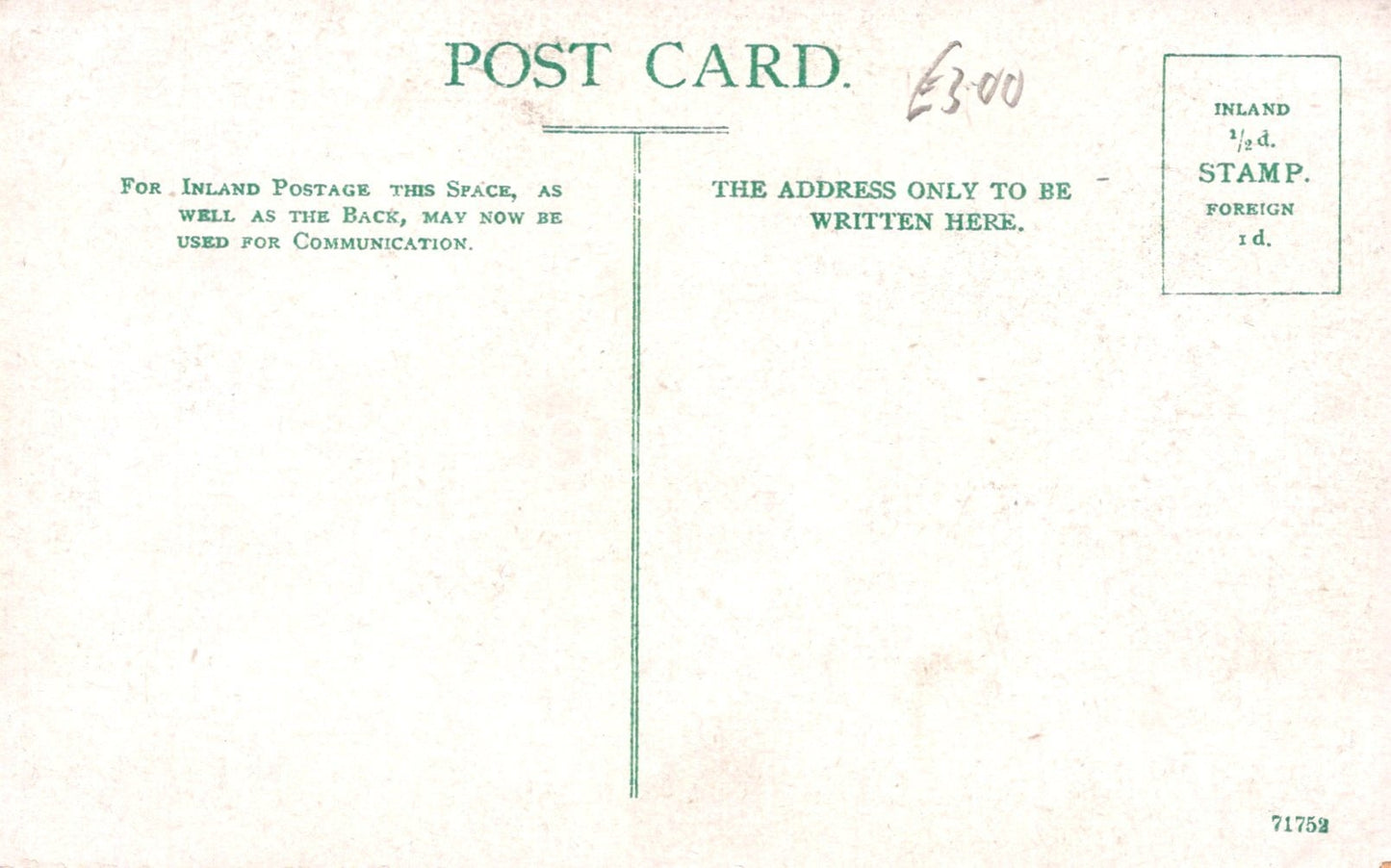 Vintage postcard with text and a green line on a white background