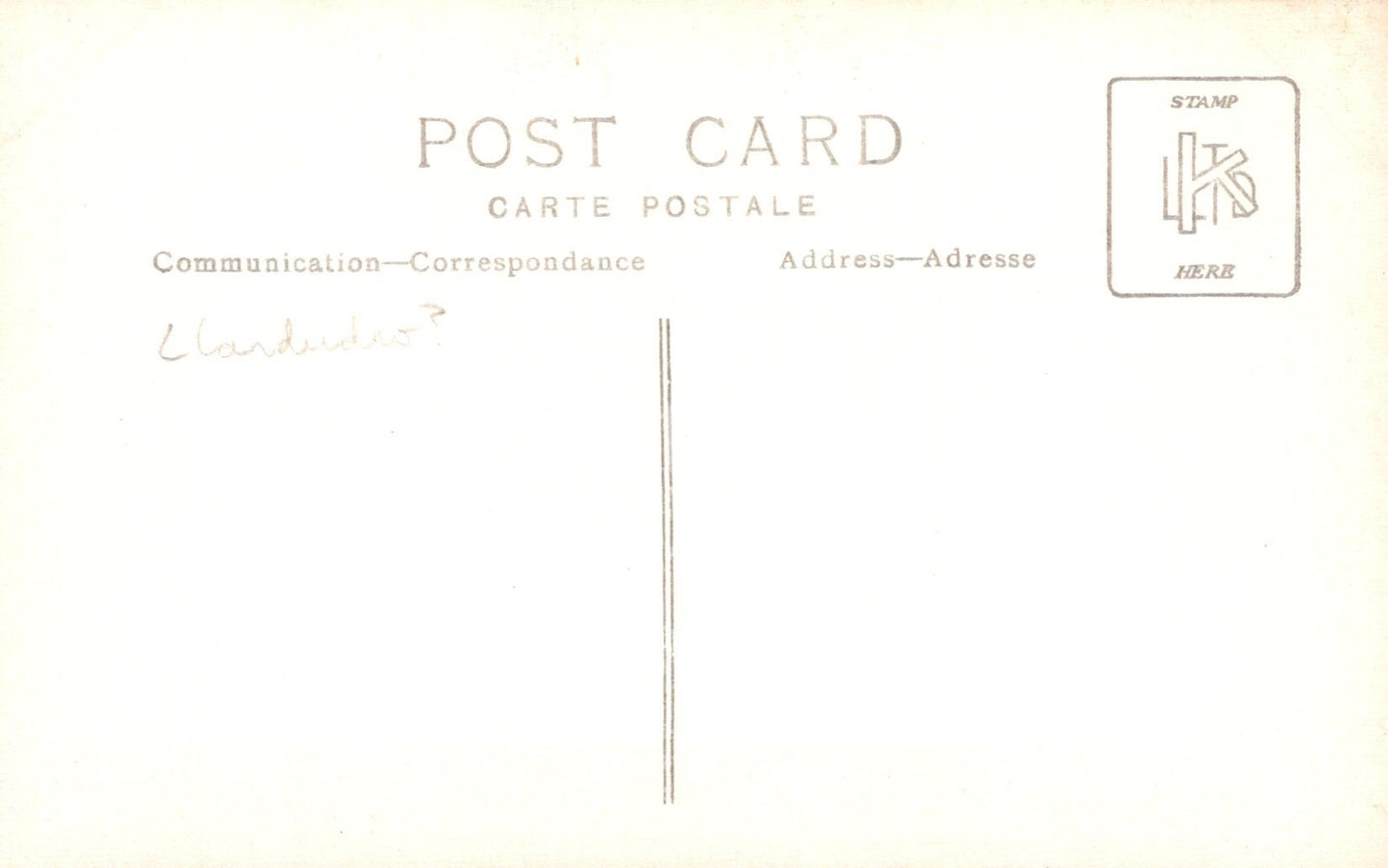 Postcard with text and a logo on a light background