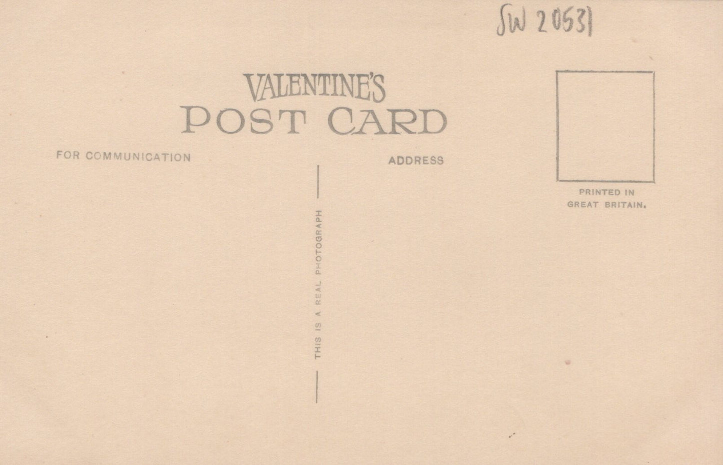 Beige Valentine's postcard with text and a rectangular area for an address.