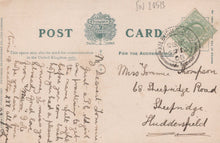 Load image into Gallery viewer, Vintage postcard with Peacock Tramway Company logo and handwritten text.