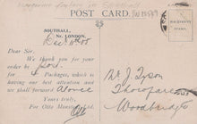 Load image into Gallery viewer, Vintage postcard with handwritten text and postage stamp, featuring 'Southall, Nr. London' on the back.